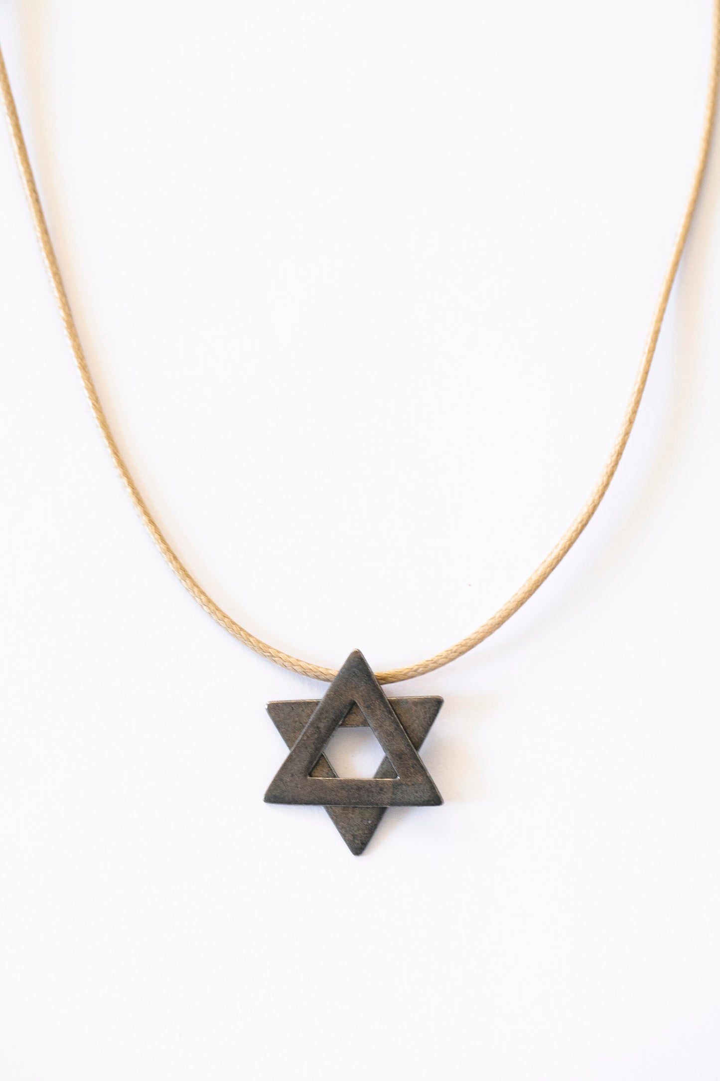 Large Black Silver Magen David Necklace