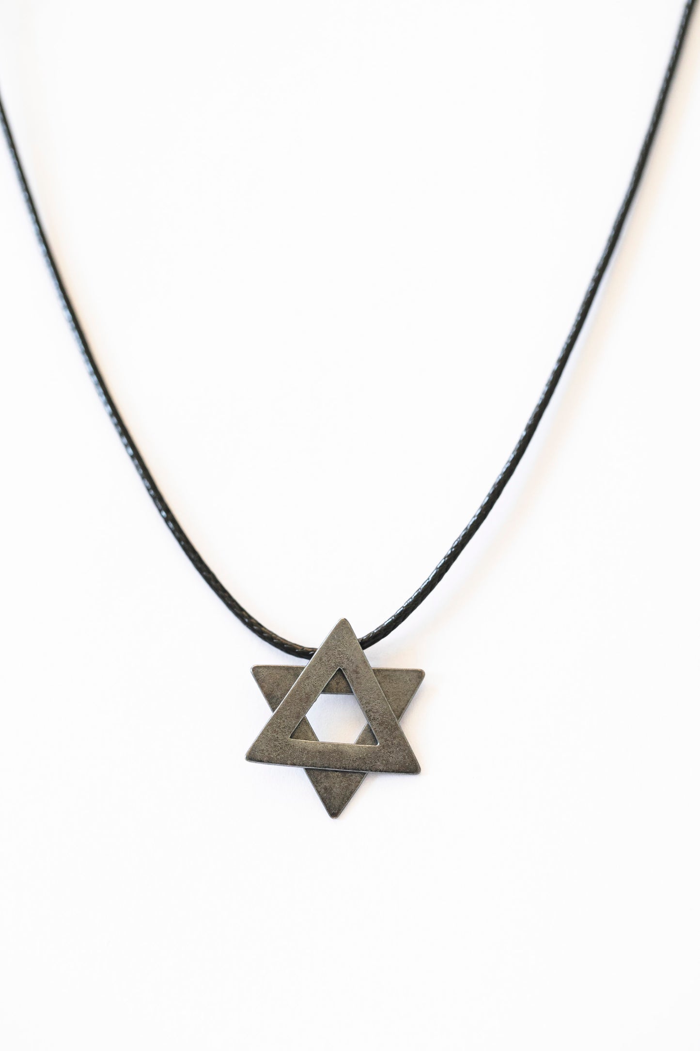 Large Black Silver Magen David Necklace
