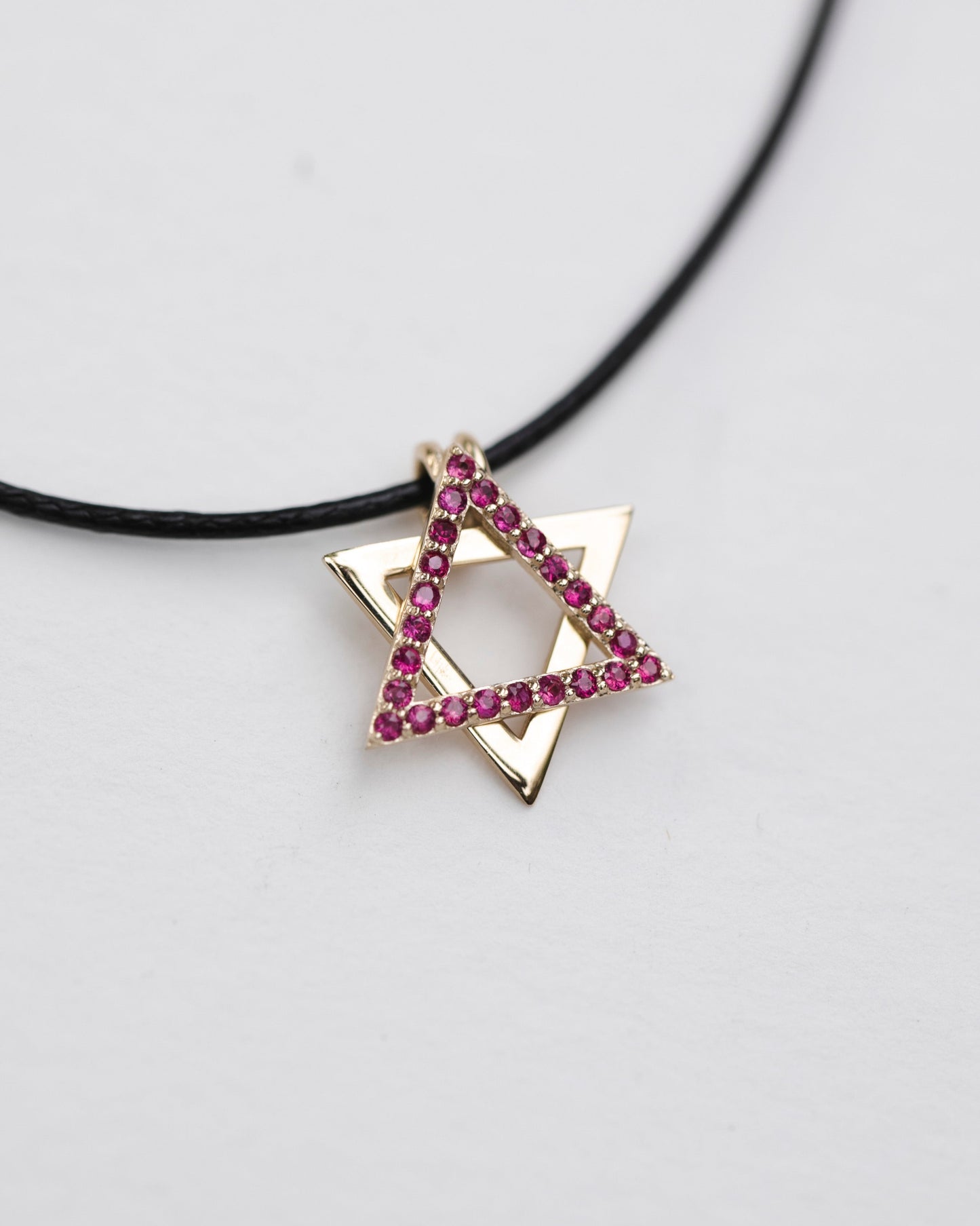 Gold & Ruby Star of David Pendant