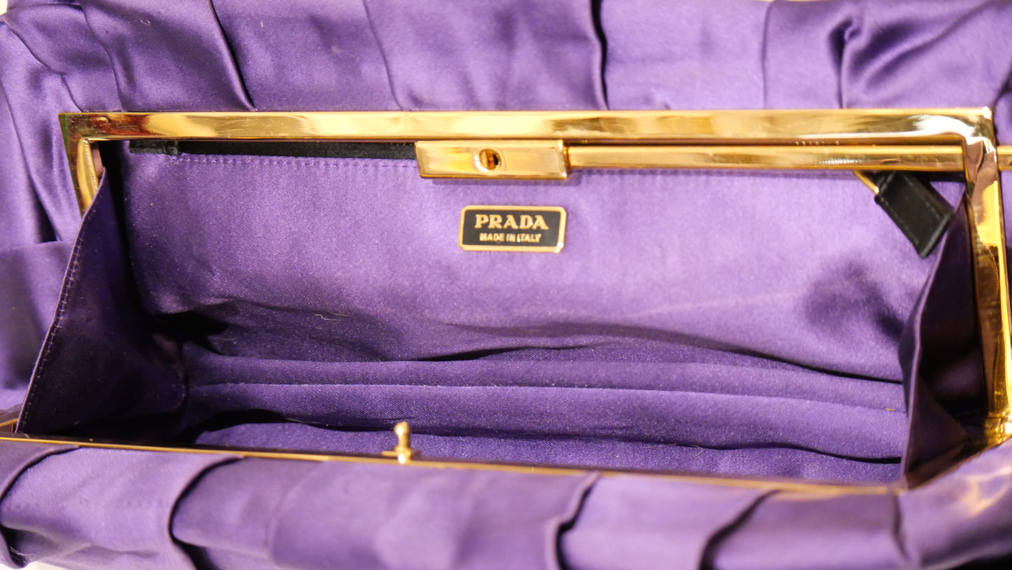 Prada Clutch Purple Satin