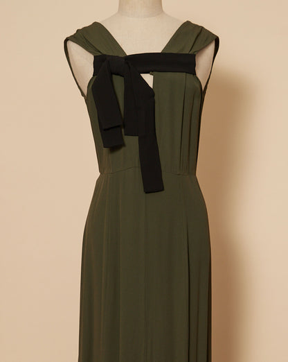 Khaki Bow Dress