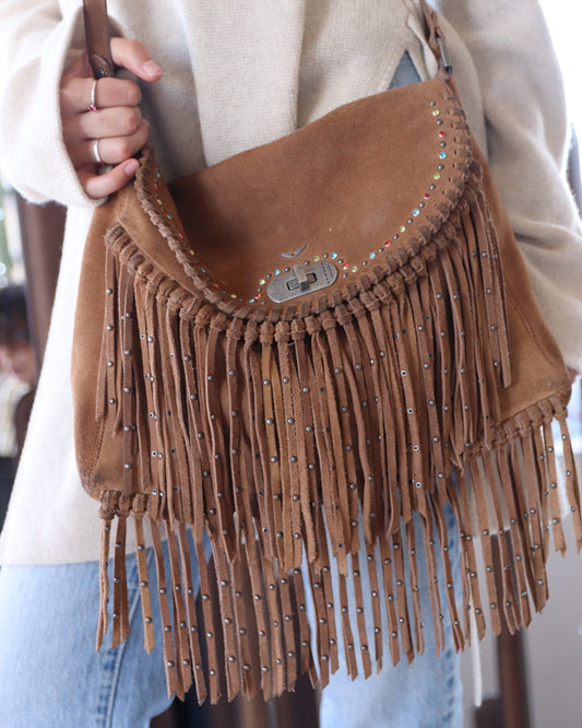 Zadig & Voltaire Camel Suede Fringe Handbag