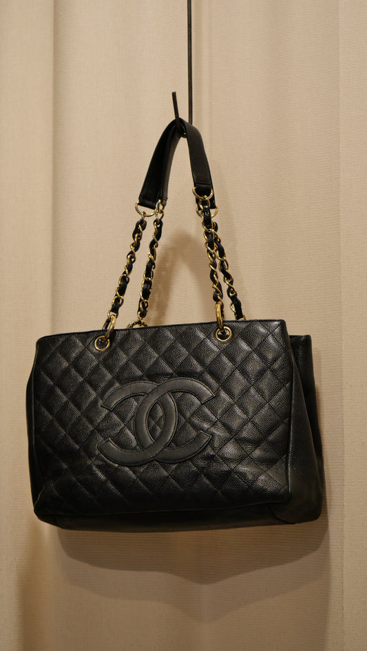Chanel Shopping Tote Bag Black Matelassé