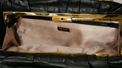 Prada Nappa Pleated Clutch Black