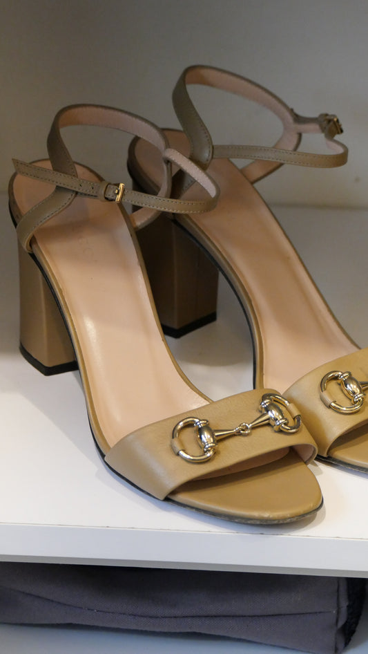 Gucci beige sandals 7 cm heel