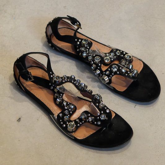 Alaïa metallic gladiator sandals black