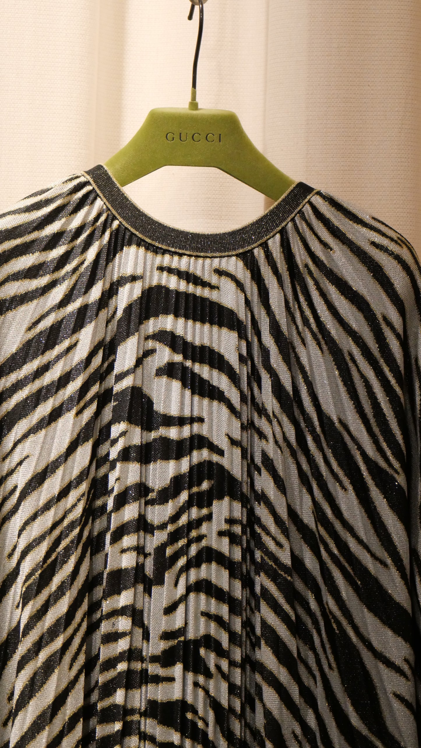 Gucci zebra-print metallic gown