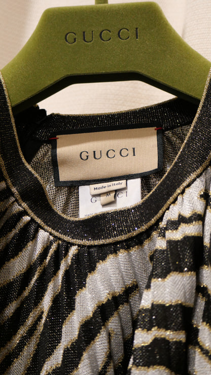 Gucci zebra-print metallic gown