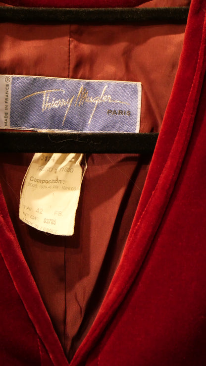 Mugler bordeaux velvet blazer