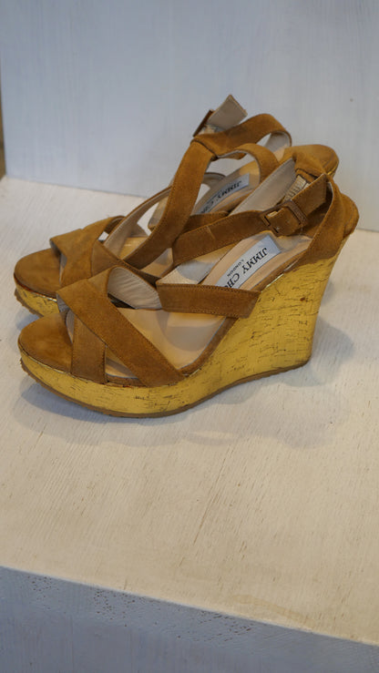 Jimmy Choo brown suede platform sandals