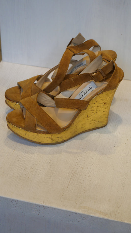 Jimmy Choo brown suede platform sandals