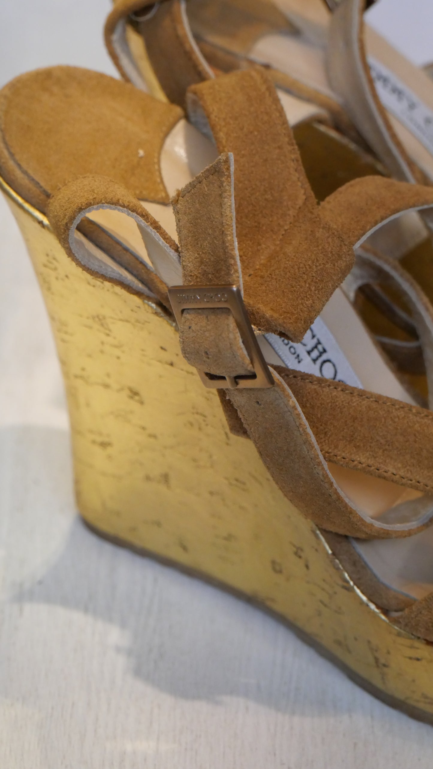 Jimmy Choo brown suede platform sandals
