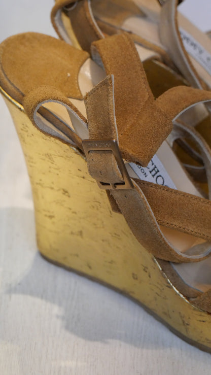 Jimmy Choo brown suede platform sandals
