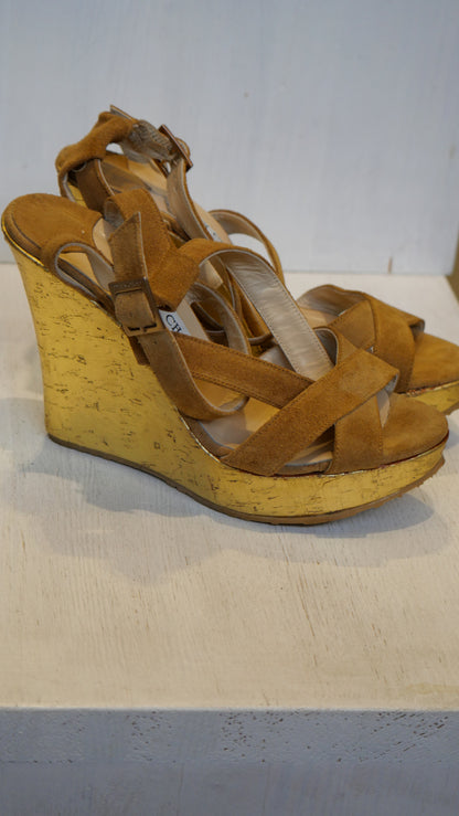 Jimmy Choo brown suede platform sandals