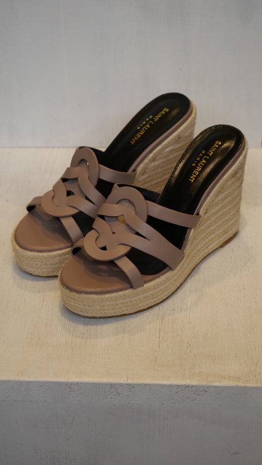 Saint Laurent platform espadrille sandals grey