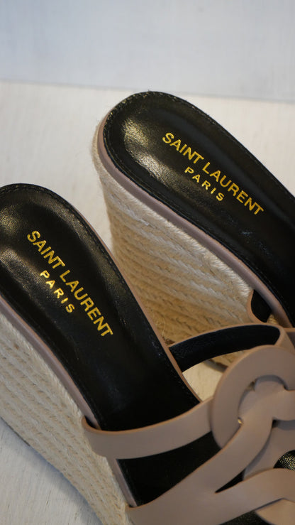 Saint Laurent platform espadrille sandals grey