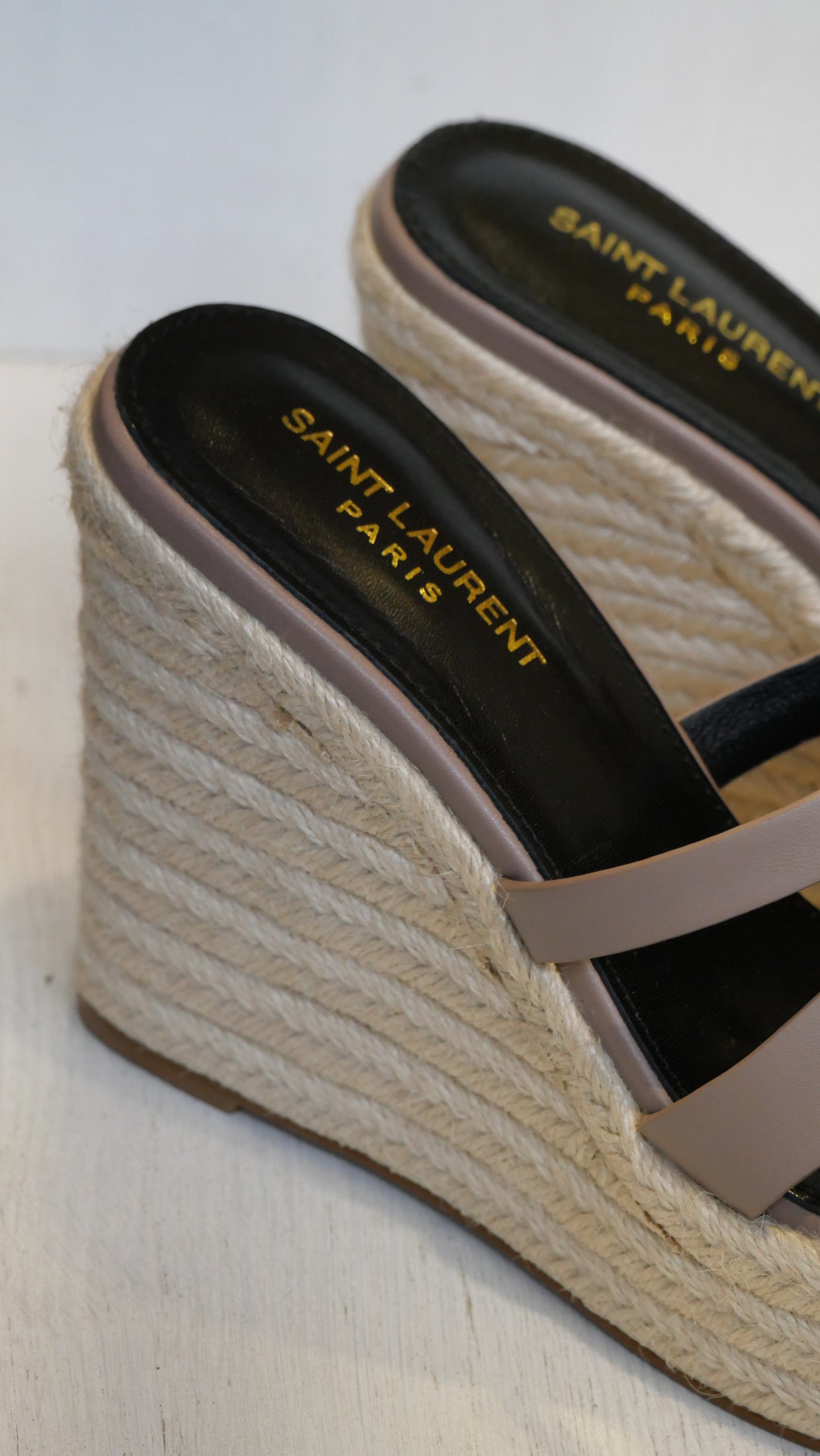 Saint Laurent platform espadrille sandals grey