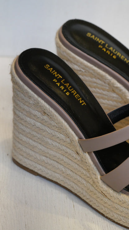 Saint Laurent platform espadrille sandals grey
