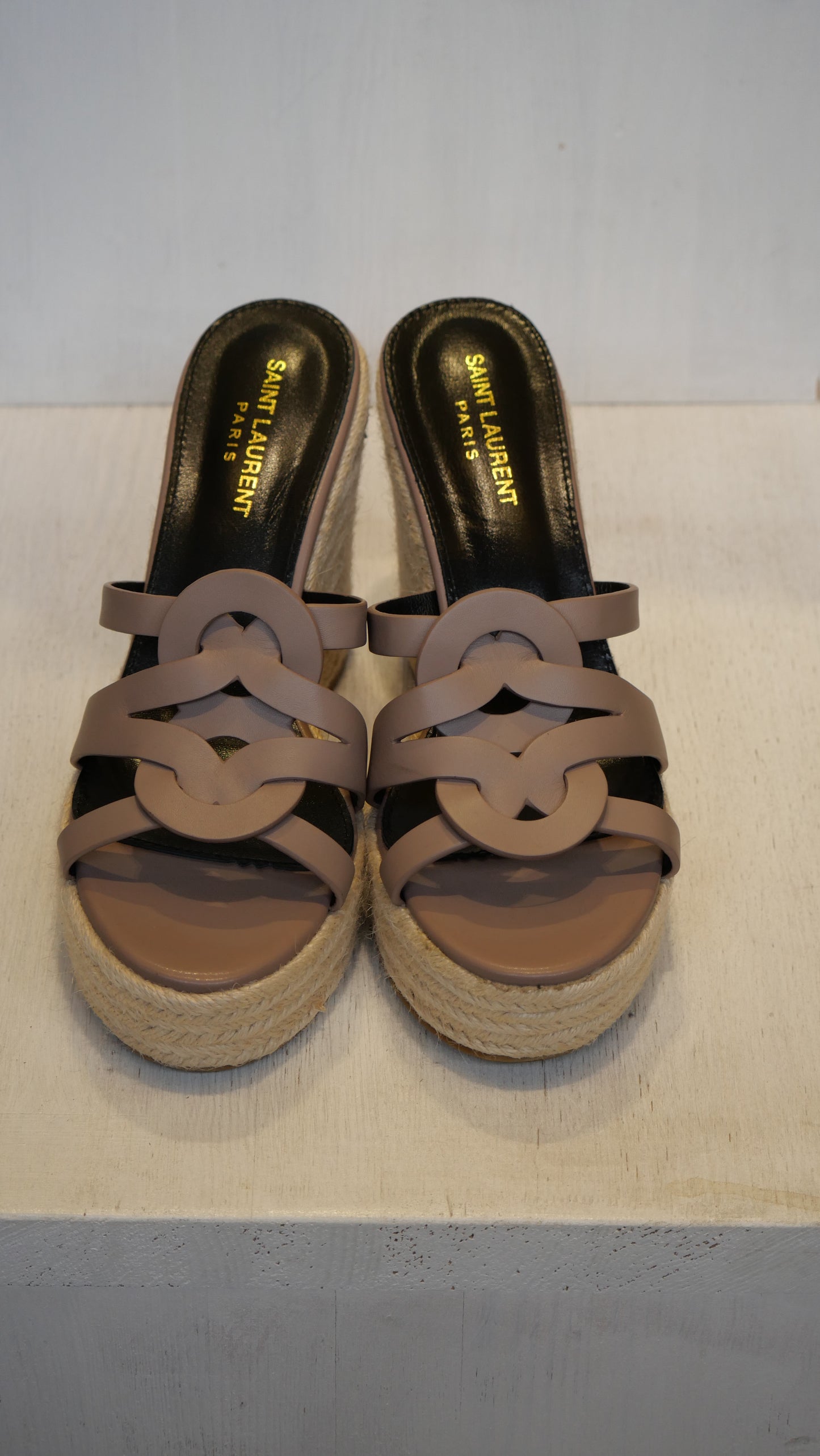 Saint Laurent platform espadrille sandals grey