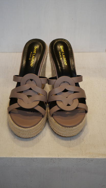 Saint Laurent platform espadrille sandals grey