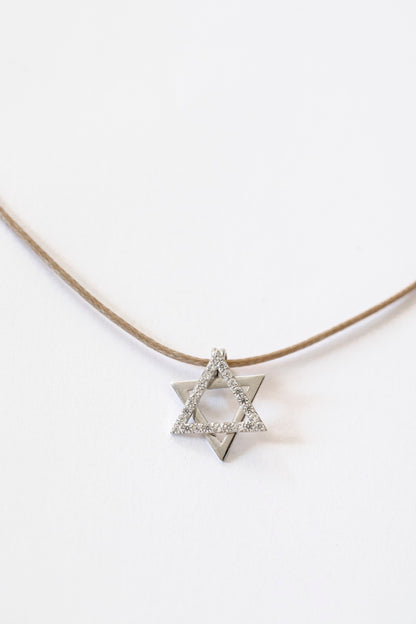 Sterling Silver & Zircon Magen David Necklace