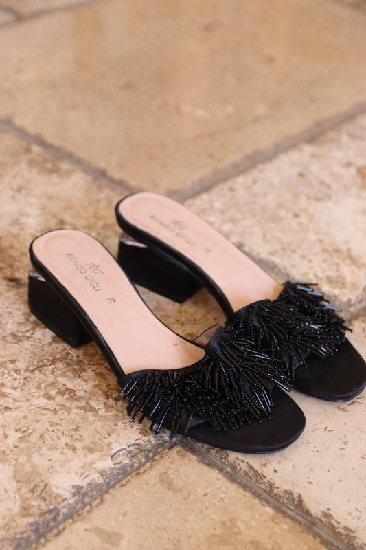 Romeo Gigli black slides with sequins