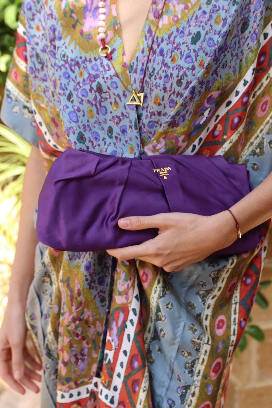 Prada Clutch Purple Satin