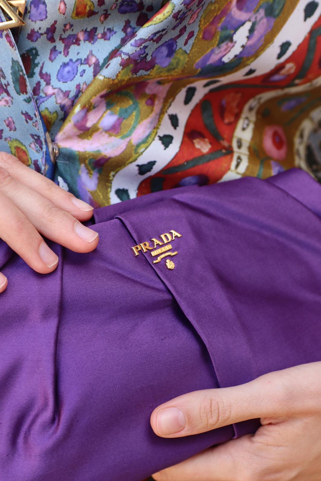 Prada Clutch Purple Satin