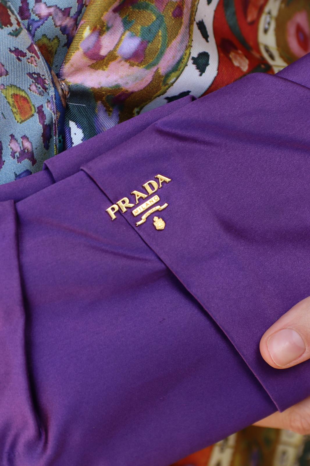 Prada Clutch Purple Satin