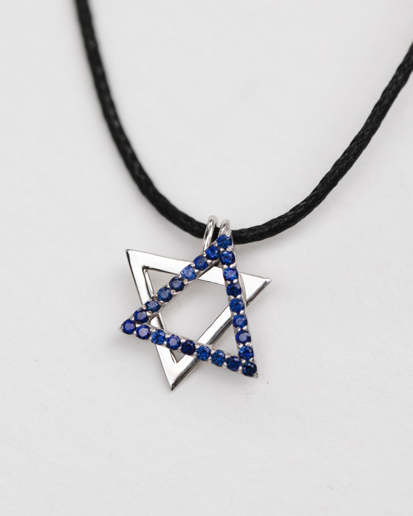 White Gold & Sapphire Magen David