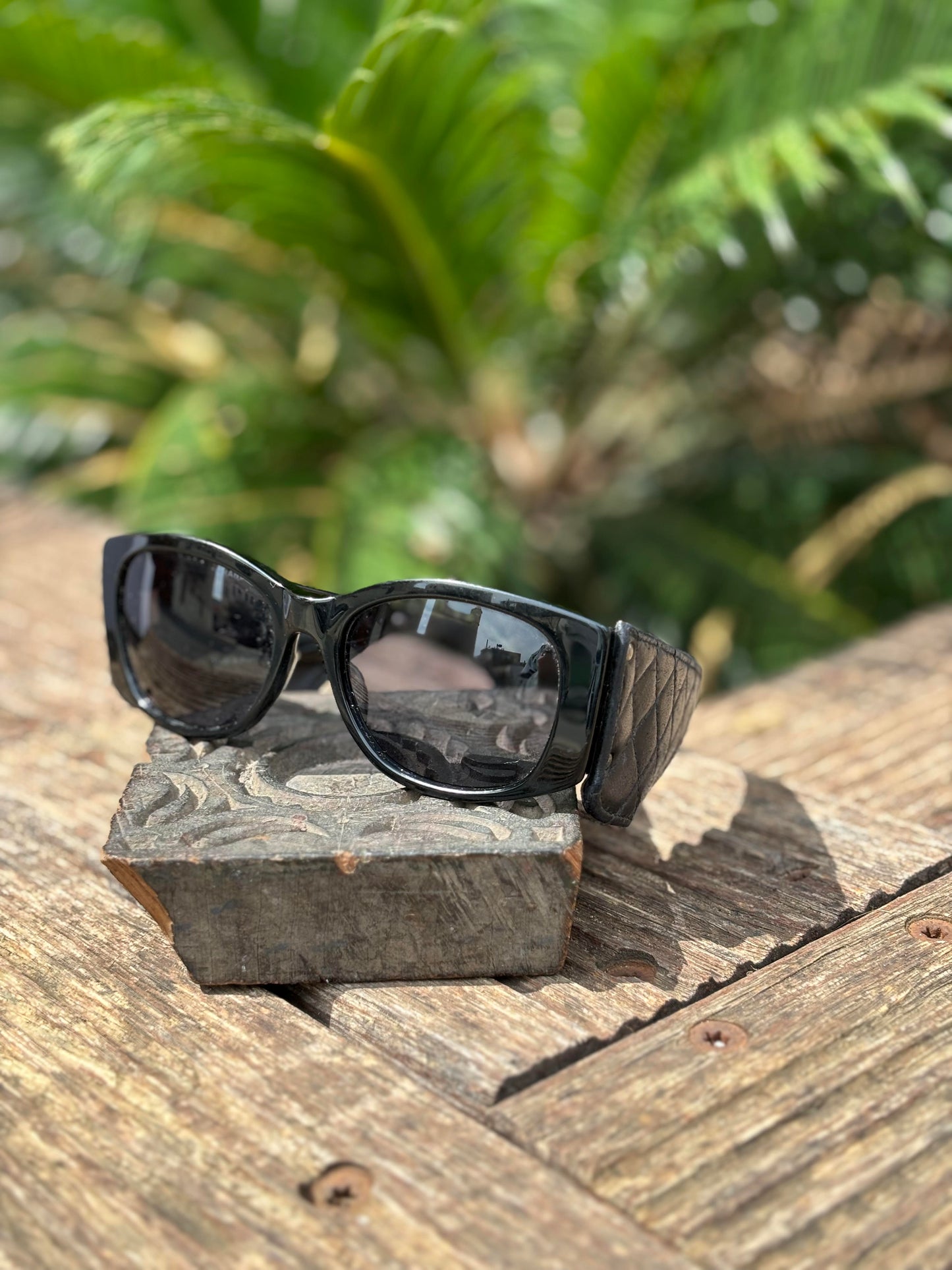 Chanel Rare Vintage 1988 Quilted Lambskin Sunglasses